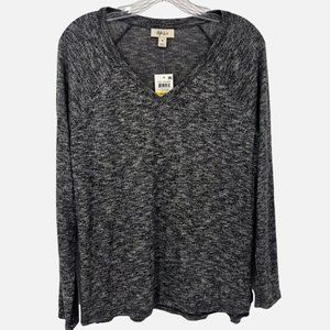 Style & Co Marled Knit V-Neck Long Sleeve Lightweight Sweater NWT Sz M